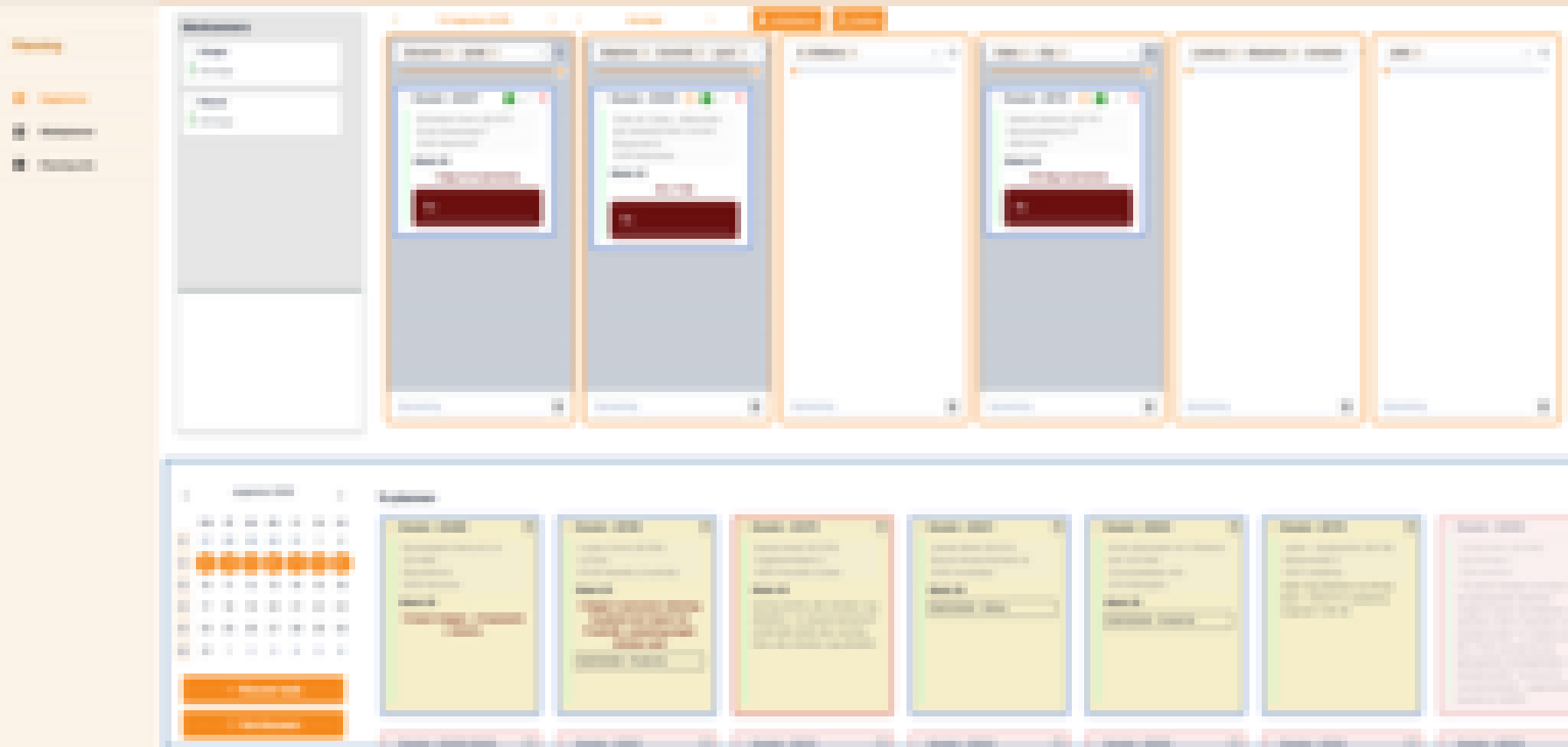 Anonymised planning screen